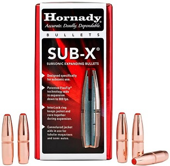 Пуля Hornady SUB-X калибр 30 масса 190 гр (12.31 г) 100 шт